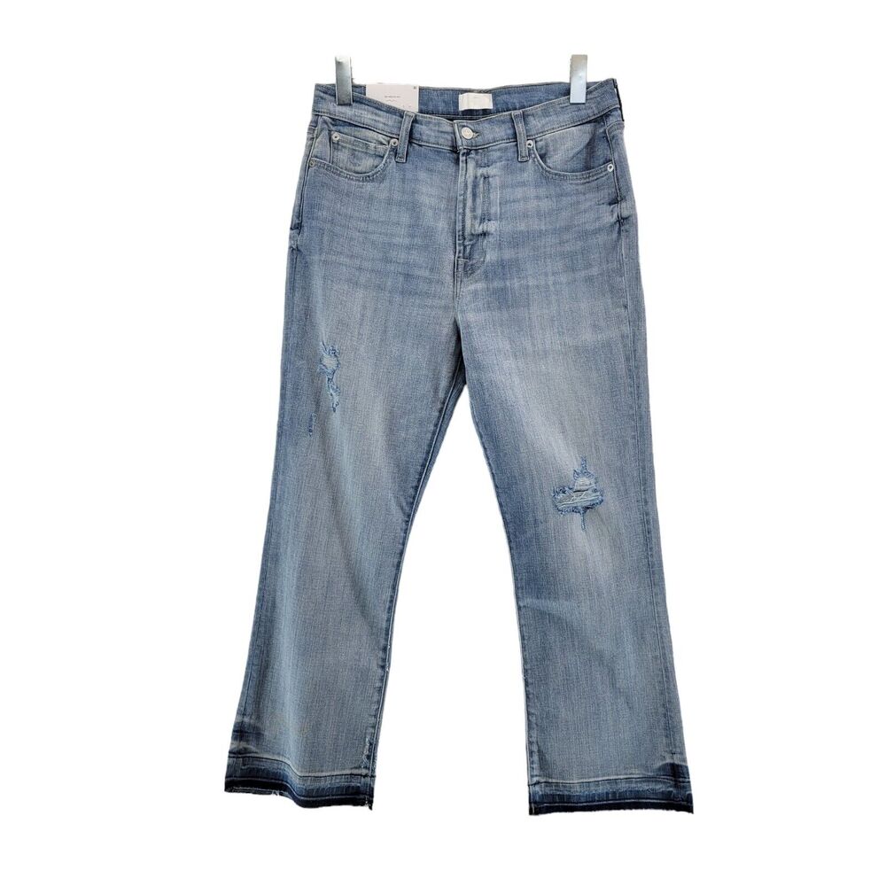 7 For All Mankind High Waist Slim Kick Jeans Size 32 Cropped Undone Hem NWT